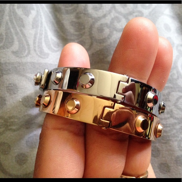 Auth Michael Kors Bangles Duo Rose Gold Silver EUC - Picture 5 of 8